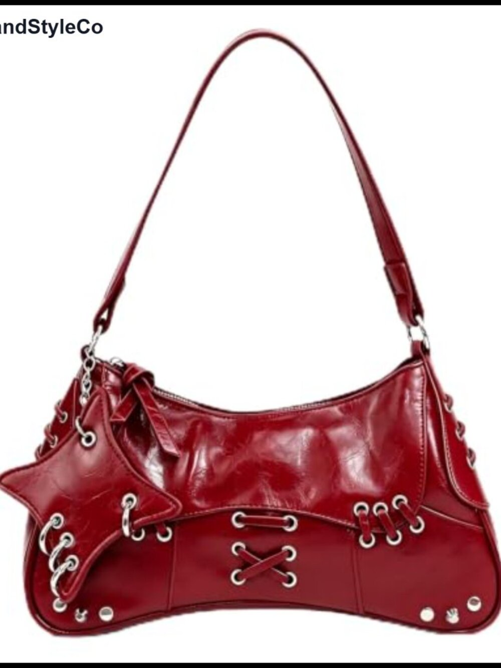 Faux Leather Y2K Punk Hobo Shoulder Bag Gothic Saddle Purse